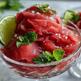 Vibrant Watermelon Sorbet (3 Ingredients) ready to be scooped on a sunny afternoon.