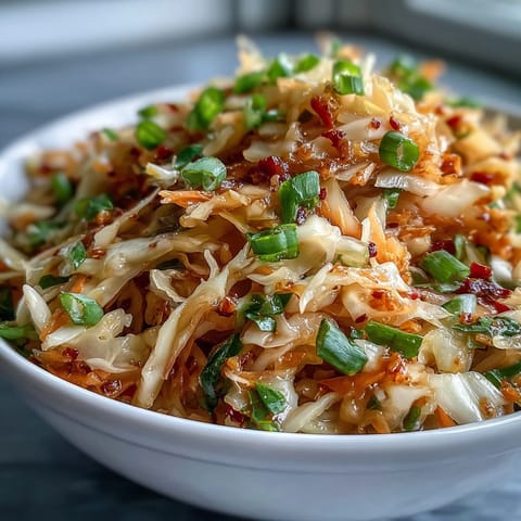 Fresh Sauerkraut Slaw tossed with crisp vegetables and parsley, served chilled as a tangy, probiotic-rich side dish.  