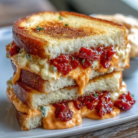 Classic Southern tea sandwiches filled with homemade pimento cheese spread, ideal for elegant entertaining or casual brunches.  