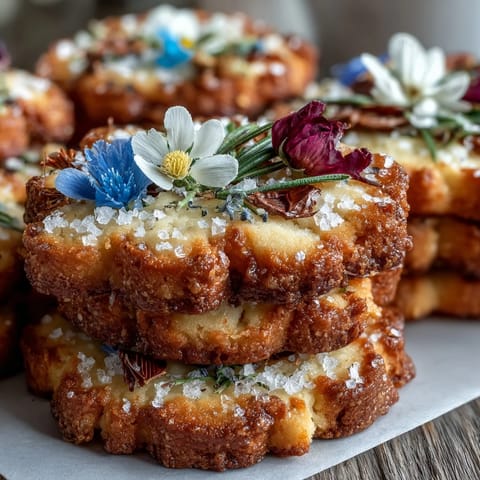 Beautiful floral shortbread cookies decorated with edible flowers, perfect for a Mothers Day dessert spread.