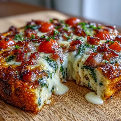 Savory One-Pan Ham and Swiss Frittata with fluffy eggs, melted Swiss cheese, and tender vegetables baked to golden perfection.