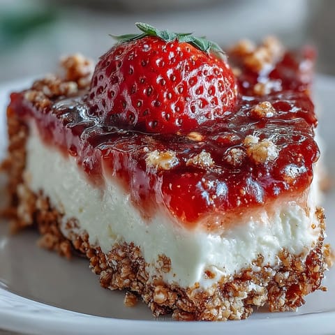 Memorial Day Strawberry Pretzel Salad: colorful dessert with creamy, tart, and sweet layers.