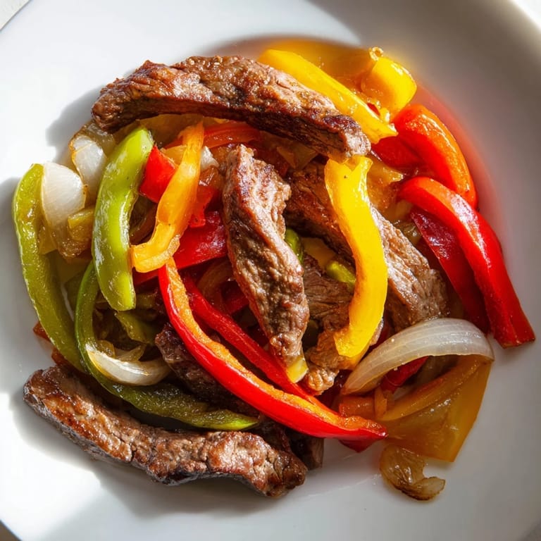 Scrumptious steak fajitas served in a sizzling skillet, ready to be customized with toppings!