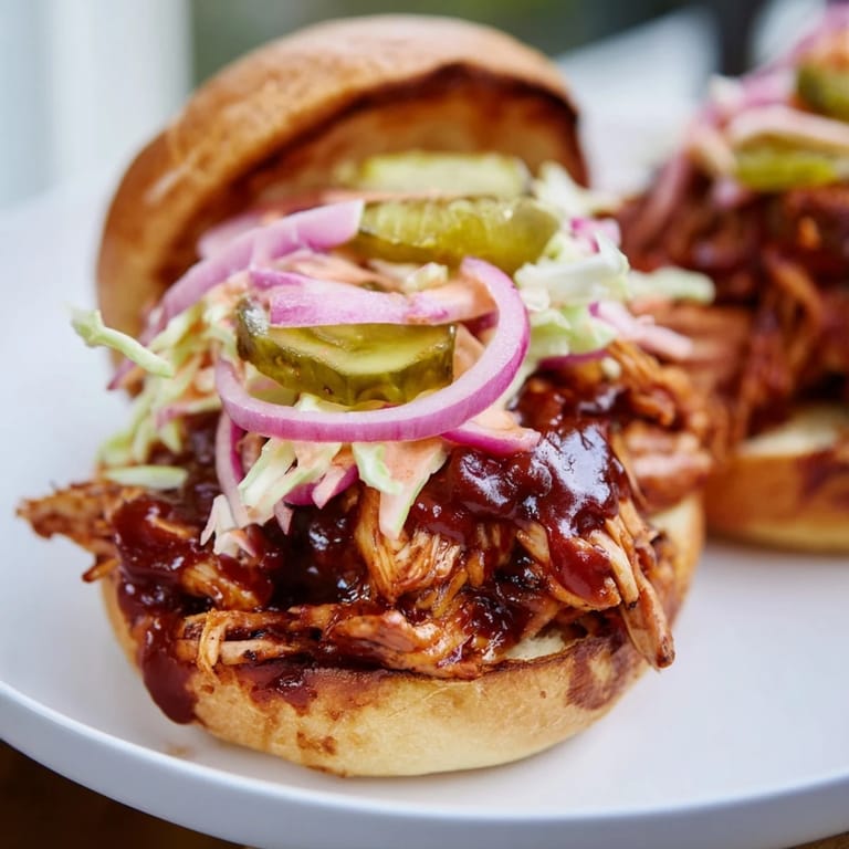 Savory BBQ chicken sandwich, a simple yet satisfying American favorite, ready to savor.