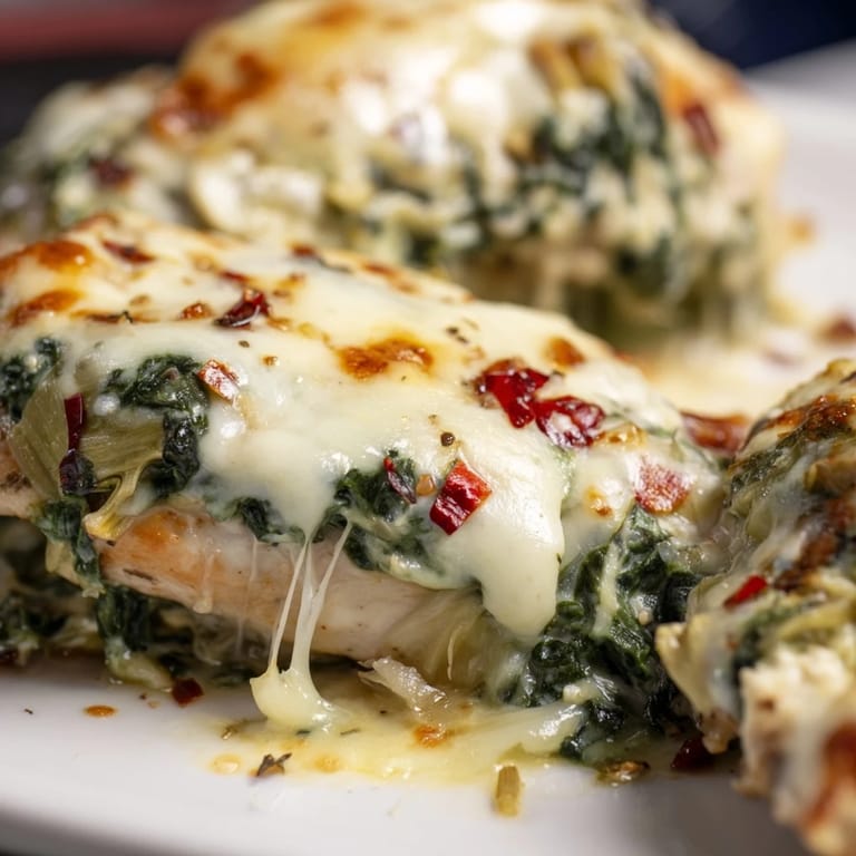 Serve Spinach & Artichoke Chicken Bake alongside fluffy quinoa or a crisp garden salad for a wholesome, high-protein weeknight dinner the whole family will love.