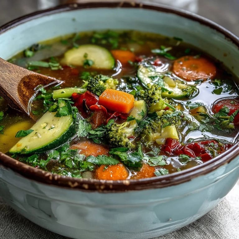 Healthy vegan Ginger Vegetable Soup served in a white bowl, paired with a slice of crusty bread.