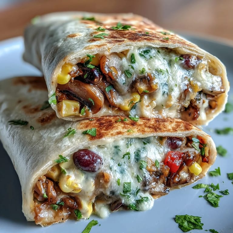Golden-brown Veggie Burritos sizzling on a skillet, showcasing melted cheddar cheese and a hearty vegetable filling with peppers and onions.