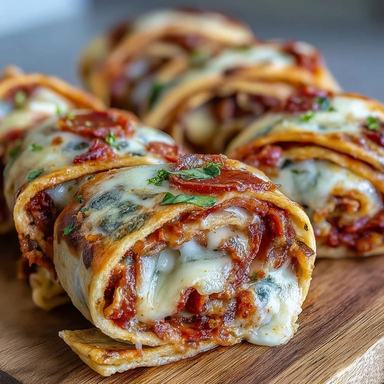 Close-up view of Tortilla Pizza Rolls filled with colorful bell peppers and black olives, baked until perfectly golden on a parchment-lined sheet pan.