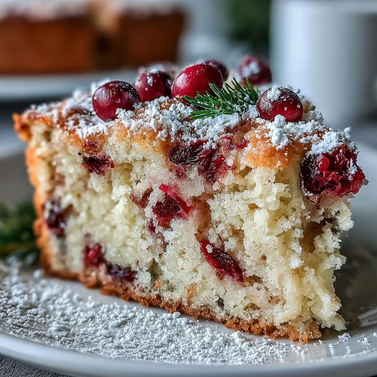 Warm Cranberry Orange Breakfast Cake rests on a cooling rack, showcasing juicy cranberry bursts and sparkling citrus zest in an easy, vegetarian brunch recipe.