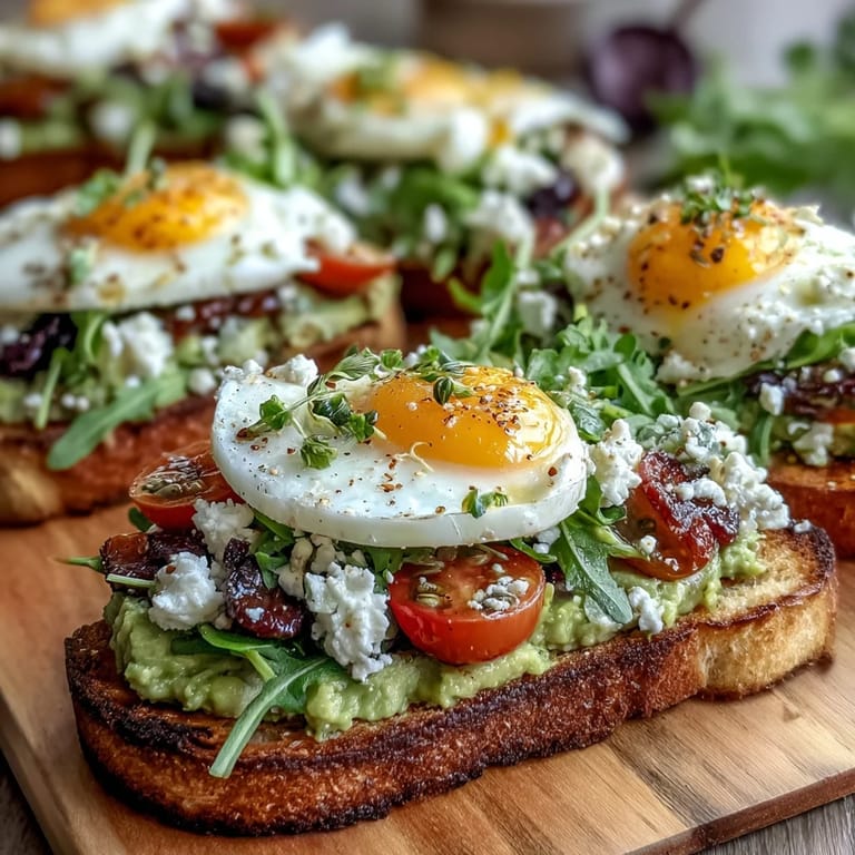 A stunning avocado toast board featuring creamy spread, hard-boiled eggs, and assorted toppings like feta cheese and toasted pumpkin seeds. Perfect for spring brunches or entertaining.