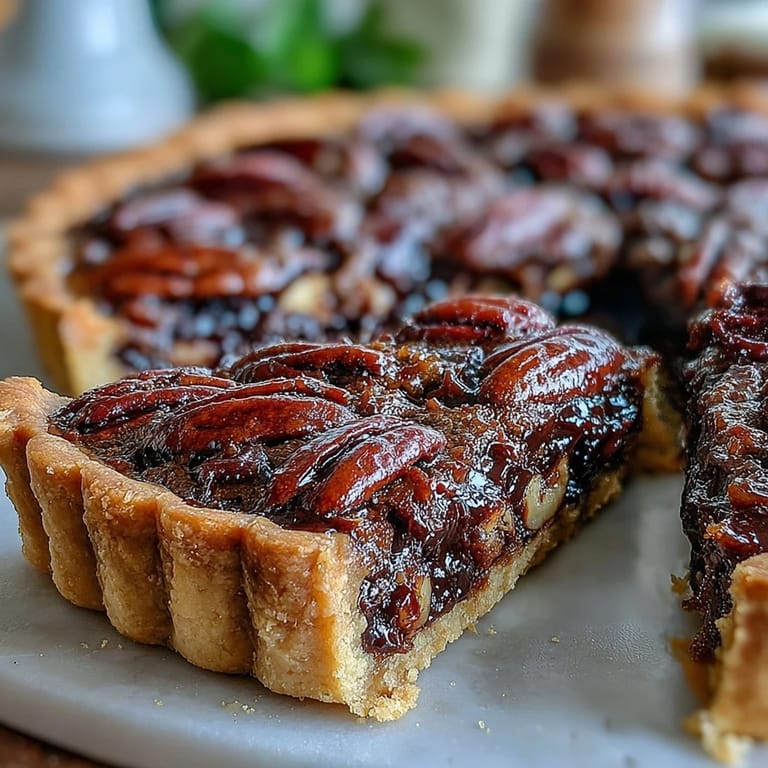 Rich chocolate and pecans top this luscious Kentucky Derby Chocolate Bourbon Tart.