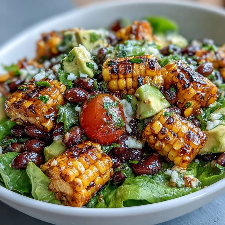 Freshly prepared taco salad with sweet corn and zesty lime dressing.