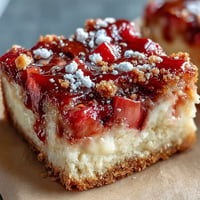 Golden Rhubarb Custard Bars with buttery shortbread crust, sliced and ready to enjoy.