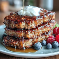 Golden brown High Fiber Protein Pancakes piled high, ready for berries.
